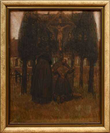 Leemputten, Frans van (1850-1914) "Zwei Frauen am Wegkreuz" 1911, Aquarell/Kohle/Farbkreide, u.l. sign., 77,5x63,5cm (m.R. 90x76cm), Defekte - фото 2