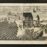 2 Landshut-Ansichten: Steidlin, Johann Matthias (1717-1754) „Das Churfürstl: Schloß Traußniz Nechst Landshuett“ (Schloß Trausnitz) und Wening, Michael (1645-1718) "Unser Lieben Frauten Kloster Selingthal nechst Landtshuet" (Kloster Seligenthal), Kupferst - фото 2