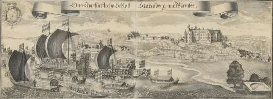 2 Wening, Michael (1645-1718) „Kloster Wessenbrunn“ (Kloster Wessobrunn) und "Das Churfürstliche Schloß Starenberg am Würmsee" (Schloß Starnberg am Würmsee/Starnberger See), Kupferstiche, 1x späterer Nachdruck, 28,5x73/32,5x80cm (m.R. 31,5x76/35,5x83,5cm - photo 6