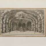 5 Küsel, Matthäus (1629-1681) "Caverna d‘Eolo (11. Blatt), Valle co‘l fiume Xanto (12. Blatt), Cedrara (16. Blatt), Anfiteatro (15. Blatt)", Bühnenbilder aus der Oper "Il Pomo d’Oro" und ein unbekanntes "Bühnenbild", Kupferstiche, 3x i.d. Platte sign., n - фото 4