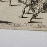 5 Küsel, Matthäus (1629-1681) "Caverna d‘Eolo (11. Blatt), Valle co‘l fiume Xanto (12. Blatt), Cedrara (16. Blatt), Anfiteatro (15. Blatt)", Bühnenbilder aus der Oper "Il Pomo d’Oro" und ein unbekanntes "Bühnenbild", Kupferstiche, 3x i.d. Platte sign., n - фото 11
