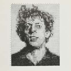 Close, Chuck (1940-2021) "Phil" 1976/77, Hochdruckverfahren, 110/1000, verso num., aus Rubber Stamp Portfolio, 20,4x20,4cm, Hrsg. Museum of Modern Art, New York