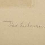Liebmann, Alexander (1871-1938) "Weiblicher Akt" 1898, Radierung, u.r. sign., u.r. i.d. Platte sign./dat., o.l. undeutl. bez., u.l. gewidmet "Dr. Aby M. Warburg", verso bez., PM 19,5x15,8cm, BM 46,4x30,4cm (m.PP. 49x37,5cm), fleckig - Foto 4