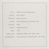 Lewitt, Sol (1928-2007) "Lines in four directions" 1976, Hochdruckverfahren, 110/1000, verso num., aus Rubber Stamp Portfolio, 20,4x20,4cm, Hrsg. Museum of Modern Art, New York, mit dazugehörigem Umschlag - photo 4