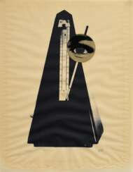 Man Ray (1890-1976) "Perpetual Motive" 1972, Serigraphie/Transparentpapier, 25/100, u. monogr./num., BM 64,4x49,8cm, Lichtrand, am u. Rand Wasserschaden, leicht wellig, verso Montagereste