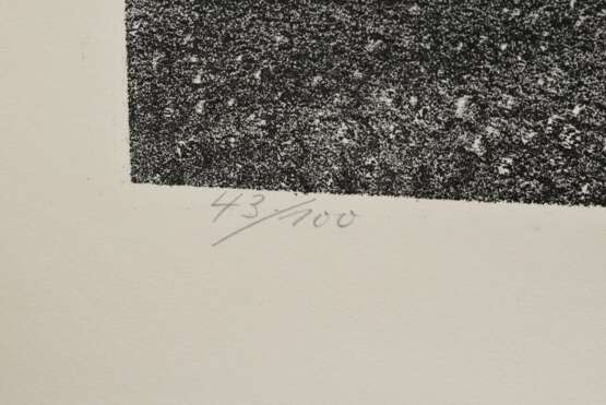 Mattheuer, Wolfgang (1927-2004) "Die Flucht des Sisyphos" 1971/1977, Lithographie, 43/100, u. sign./num., Ausgabe für den Hamburger Kunstverein 1977, PM 64,5x48,7cm, BM 75,7x56,8cm, gerollt, leicht vergilbt - photo 4