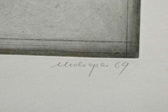 Meckseper, Friedrich (1936-2019) „L’Artiste“ 1969, Farbradierung, 76/100, u. sign./dat./num., PM 29,8x27,5cm (m.R. 58,2x45,2cm), außerhalb der Darstellung fleckig - Foto 3