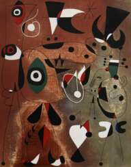 Miró, Joan (1893-1983) „Femmes, oiseaux, étoile“ 1949, Farblithographie, 31/300, u. sign./num., PM 59,7x47,7cm (m.R. 85x69cm), leicht vergilbt