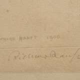 Ranft, Richard (1862-1931) "le retour du Bal (Au Fond Notre Dame)" 1900, Farbradierung, u.r. sign., u.r. i.d. Platte sign./dat., u.l. Slg.-Stempel, im Passepartout montiert, PM 29,8x37,8cm, BM 44x57cm (m.PP. 50x57,5cm), fleckig, Lichtrand - photo 4