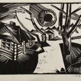 Schmidt-Rottluff, Karl (1884-1976) "Russische Landschaft mit Sonne" 1919, Lithographie (nach einem Holzschnitt), PM 32,3x39,6cm, BM 36,5x42cm, u.r. Druck-Signatur, u. li. num. (193), o.M. min. Randdefekt - photo 1
