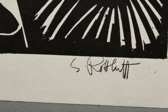 Schmidt-Rottluff, Karl (1884-1976) "Russische Landschaft mit Sonne" 1919, Lithographie (nach einem Holzschnitt), PM 32,3x39,6cm, BM 36,5x42cm, u.r. Druck-Signatur, u. li. num. (193), o.M. min. Randdefekt - photo 2