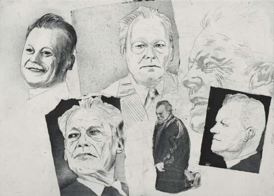 Werkmeister, Wolfgang (*1941) "Willy Brandt" 1999, Radierung, 45/80, u. sign./dat./num./betit., WVZ 538, PM 32,7x45,5cm, BM 50x65,5cm - фото 1
