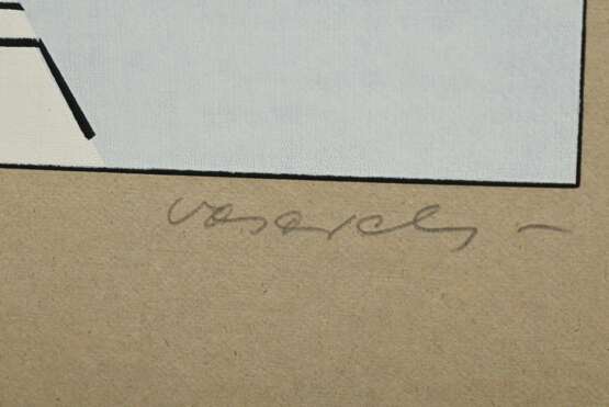 Vasarely, Victor (1906-1997) "o.T.", Farbserigraphie/Karton, u.r. sign., 23,2x19,7cm, BM 37,5x25,2cm, min. berieben/Altersspuren - photo 3