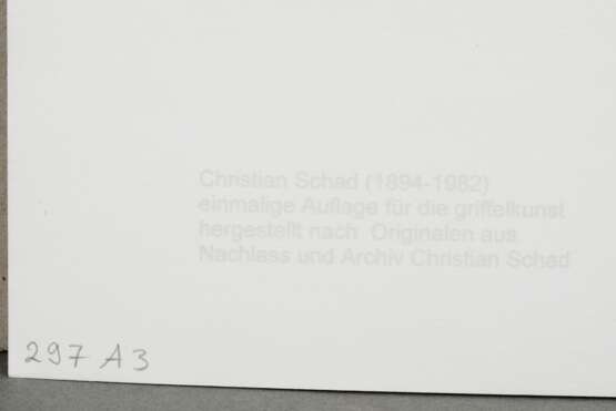 Schad, Christian (1894-1982) "Schadographie 59" 1962/2000, Schadographie/Photogramm, Griffelkunst, verso Nachlassangaben, BM 30,3x23,8cm, min. Lagerspuren - Foto 2