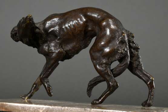 Bronze Figur "Windhund" in feiner Ausführung auf Steinsockel, 19.Jh., 9x13cm - Foto 5