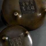 6 Diverse Bronze Censer in schlichter Form, verschiedene Alter und Größen, verso Xuande Marken, innen teils mit Drachenmarke im Ming-Stil, Ø 6,5/9,7/10,1/10,4cm - фото 5