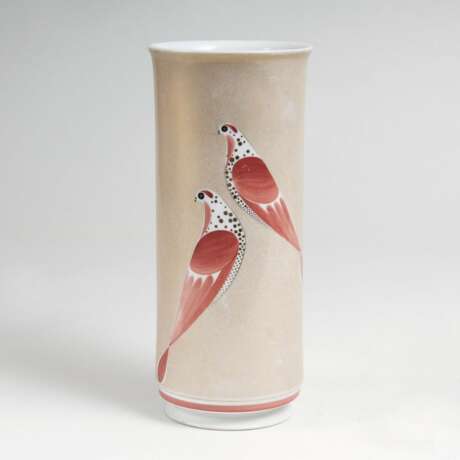 Zylindrische Vase mit Taubendekor - Foto 1