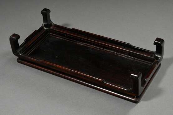 Niedriger Blackwood Sockel oder Stand in schlichter Façon, China um 1900, 12,5x51x22cm - Foto 2