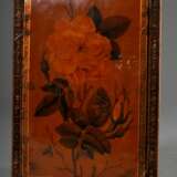 Persischer Spiegel in Papiermaché Lack-Etui mit lupenfeiner Miniaturmalerei "Rosen" auf den Rahmen und beidseitig auf der Abdeckung, sign., Anfang 19.Jh., 25,7x17,5cm, dazu Seidenhülle - photo 3