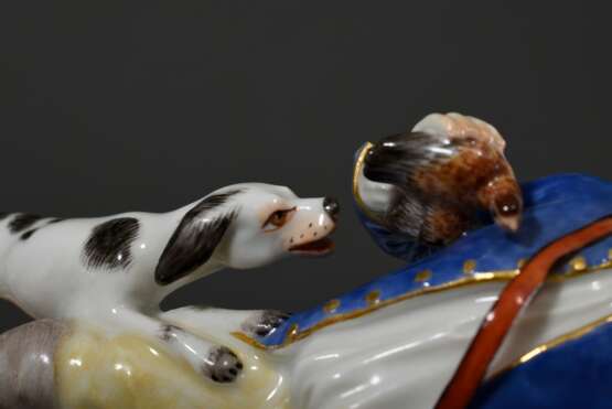 Polychrom staffierte Meissen Figur „Jäger mit Hund und Rebhuhn“ in seltener Farbgebung, Entw.: Peter Reinicke um 1753/1754, Ritznr.: 60248/1302, 20.Jh., H. 14,5cm - Foto 5