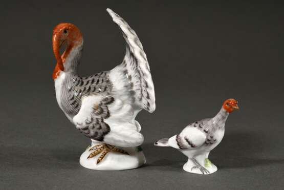 2 Diverse polychrom staffierte Meissen Miniaturfiguren „Vögel“, 20.Jh.: "Truthenne" (Modellnr.: 77013, H. 4,8cm) und "Truthahn" (Modellnr.: 77259, Formernr.: 160, H. 10,5cm) - photo 4