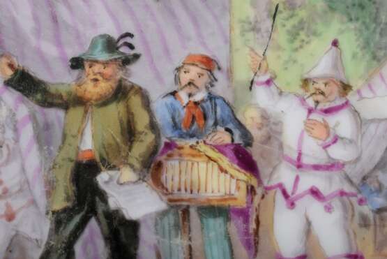 KPM Porzellan Tablett eines Kinderservices mit detailreicher Hausmalerei Szene "Jahrmarkt-Attraktionen", Deutsch um 1850/1860, 27x20cm, berieben - photo 4