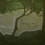Große Jugendstil Legras Vase mit gerundetem Korpus auf rechteckiger Basis in hellgrün-gelbem Überfangglas "Bäume am See", sign., Anfang 20.Jh., H. 30cm, Abriss ausgeschliffen, Standfläche leicht zerkratzt - photo 5