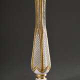 Biedermeier Vase in weißem Überfangglas mit Golddekor, H. 31,5cm, Gold berieben - Foto 2