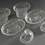 Paar Kristall Deckel-Bonbonnieren auf ovalen Tellern mit reichem Steinel-, Baccarat- und Olivenschliff, 19.Jh., 16x21x15cm - photo 2