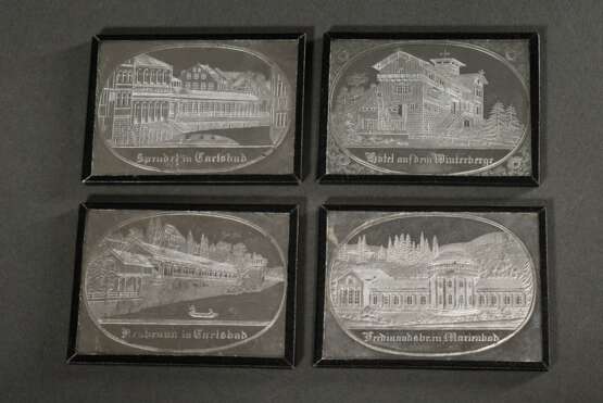 4 Diverse Kainer, Wenzel (tätig 1850-1865 in Hbg.) Zinn-Abgüsse v. geschliffenen Glasplatten: 2x "Carlsbad", "Marienbad" und "Winterberg", 9,2x6,8cm, Provenienz: aus der Familiennachfolge von W. Kainer - фото 1