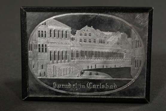 4 Diverse Kainer, Wenzel (tätig 1850-1865 in Hbg.) Zinn-Abgüsse v. geschliffenen Glasplatten: 2x "Carlsbad", "Marienbad" und "Winterberg", 9,2x6,8cm, Provenienz: aus der Familiennachfolge von W. Kainer - photo 2