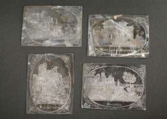 4 Diverse Kainer, Wenzel (tätig 1850-1865 in Hbg.) Zinn-Abgüsse von geschliffenen Glasplatten "Rheinansichten", 9x6,8cm, Provenienz: aus der Familiennachfolge von W. Kainer