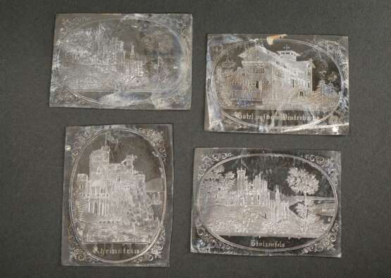 4 Diverse Kainer, Wenzel (tätig 1850-1865 in Hbg.) Zinn-Abgüsse von geschliffenen Glasplatten "Rheinansichten", 9x6,8cm, Provenienz: aus der Familiennachfolge von W. Kainer - photo 1