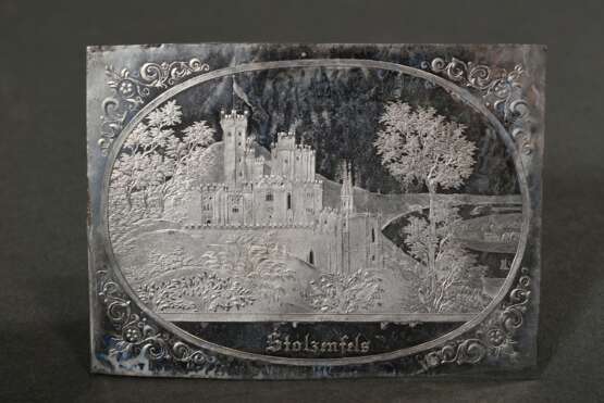 4 Diverse Kainer, Wenzel (tätig 1850-1865 in Hbg.) Zinn-Abgüsse von geschliffenen Glasplatten "Rheinansichten", 9x6,8cm, Provenienz: aus der Familiennachfolge von W. Kainer - Foto 5