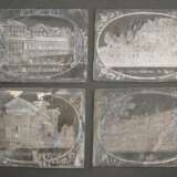 4 Diverse Kainer, Wenzel (tätig 1850-1865 in Hbg.) Zinn-Abgüsse v. geschliffenen Glasplatten: "Baden Baden" und "Kurbäder", 9x6,9cm, oxidiert, Provenienz: aus der Familiennachfolge von W. Kainer - Foto 1