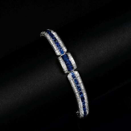 Feines Brillant-Saphir-Armband im Art-déco Stil. - Foto 2