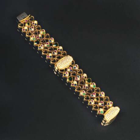 Breites Armband mit Brillanten und Farbedelsteinen 'Colourful Hearts'. - фото 2