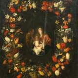 Mario Nuzzi (Penna Fermana 1603 - Rom 1673), Umkreis. Heilige Familie im Blütenkranz. - фото 1
