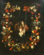 Марио Нуцци. Mario Nuzzi (Penna Fermana 1603 - Rom 1673), Umkreis. Heilige Familie im Blütenkranz.