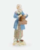 Peter Reinicke (Danzig 1711 - Meissen 1768). Mädchen mit Murmeltier aus der Serie 'Pariser Ausrufer'.