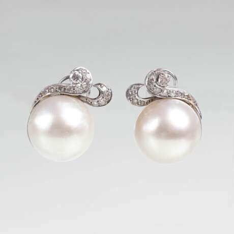 Paar Vintage Mabé-Perlen-Diamant-Ohrringe - Foto 1