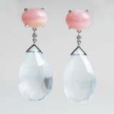 Paar farbfeiner Aquamarin Rosa-Opal Ohrringe - Foto 1