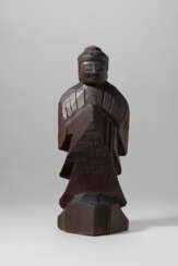 A CARVED WOOD SCULPTURE OF A STANDING NYORAI (BUDDHA)