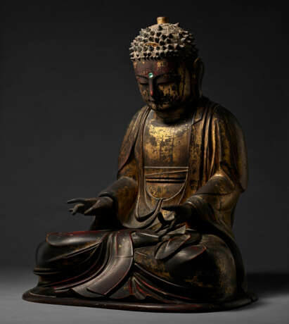 A GILT WOOD SCULPTURE OF A SEATED BUDDHA - Foto 3