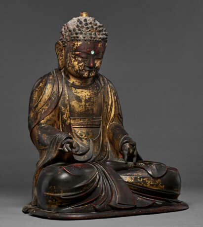 A GILT WOOD SCULPTURE OF A SEATED BUDDHA - photo 5