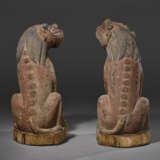 A PAIR OF WOOD SCULPTURES OF LIONS - photo 2