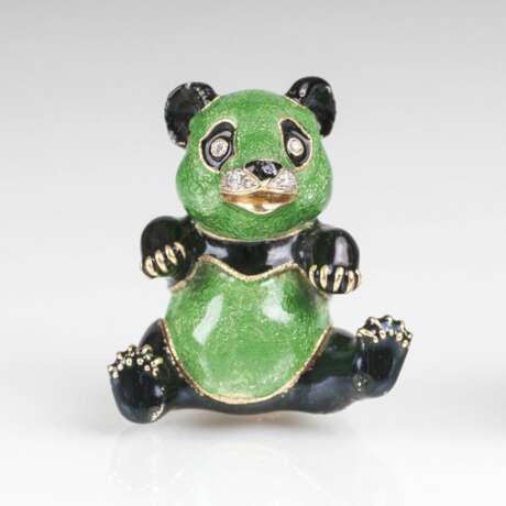 Miniatur-Gold-Dose 'Panda' mit Brillanten und Emaille-Dekor - photo 1