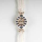 Vintage Damen-Schmuckarmbanduhr mit Diamant- und Saphir-Besatz - photo 1
