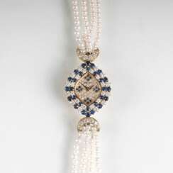 Vintage Damen-Schmuckarmbanduhr mit Diamant- und Saphir-Besatz