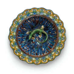 A FRENCH PALISSY STYLE EARTHENWARE CIRCULAR DISH